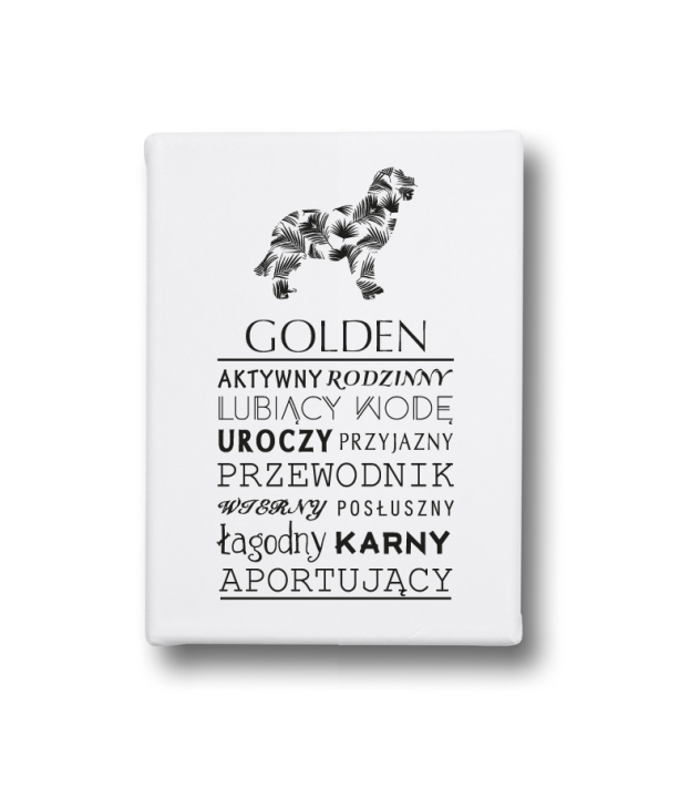 Typograficzny obraz na płótnie - Golden Retriever