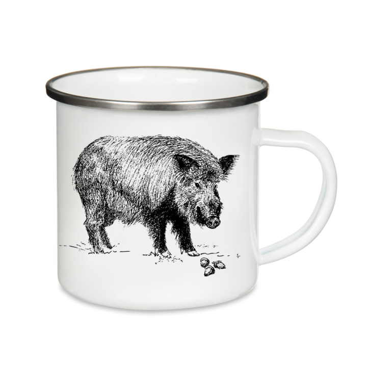 Kubek emaliowany z dzikiem