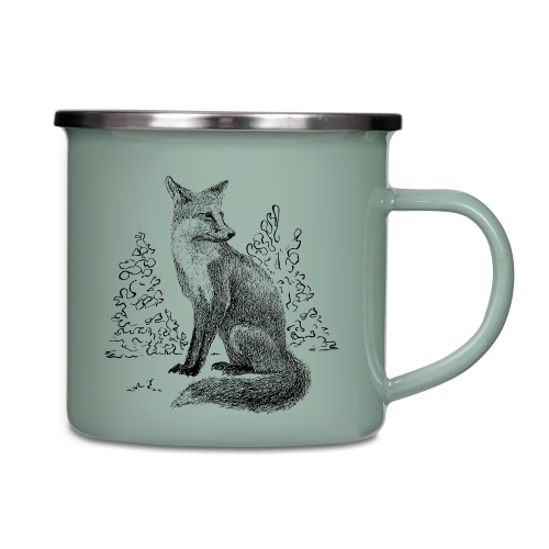 Kubek emaliowany - Lis w lesie