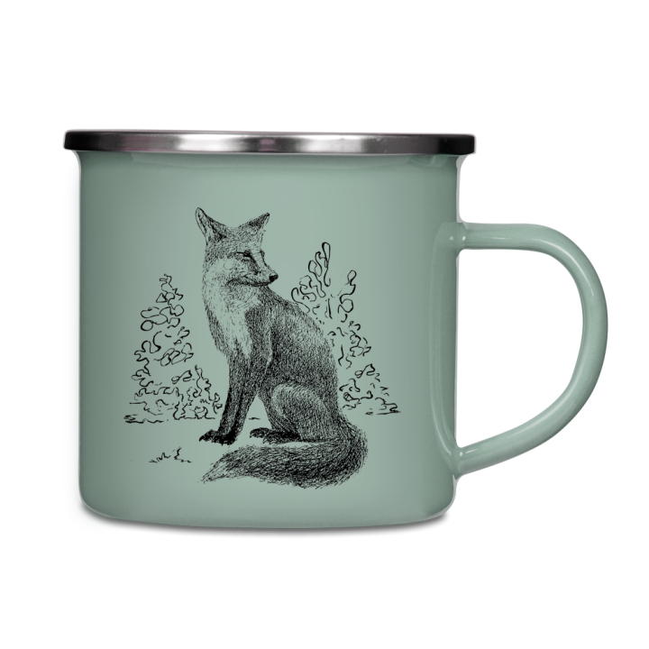 Kubek emaliowany - Lis w lesie