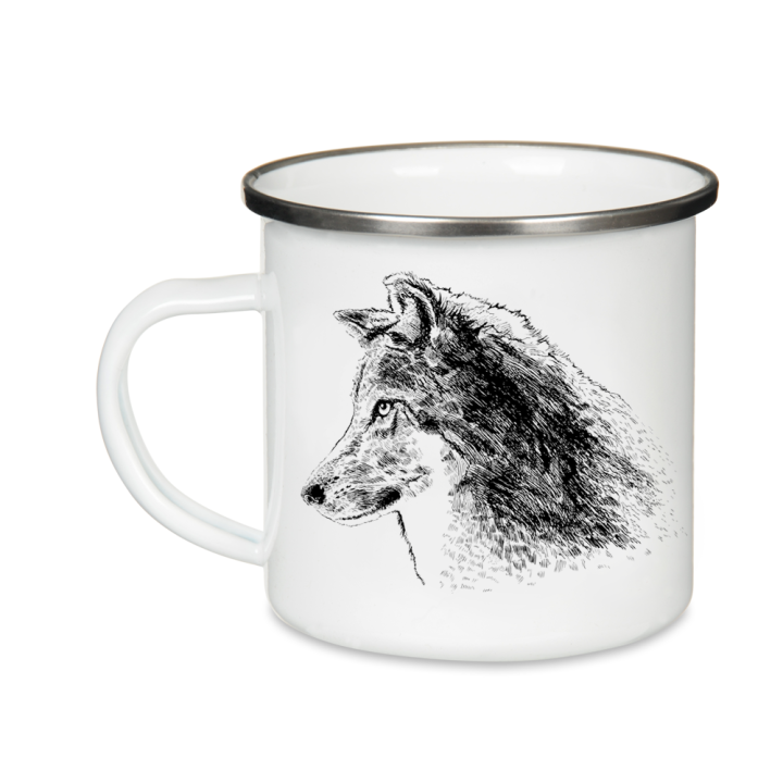 Kubek emaliowany - Wilk szary