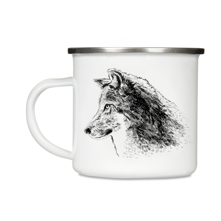 Kubek emaliowany - Wilk szary