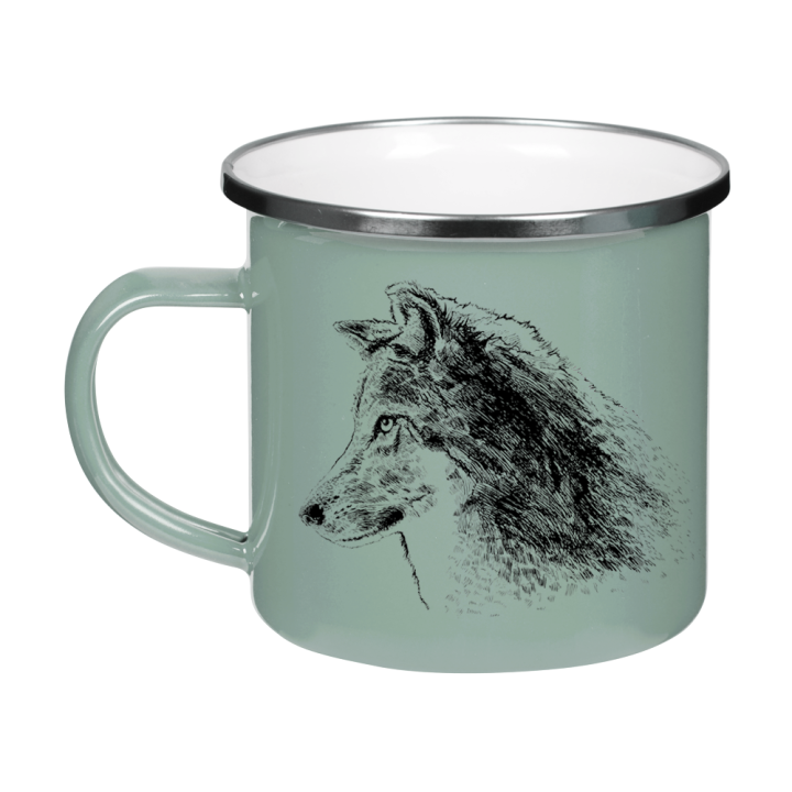Kubek emaliowany - Wilk szary