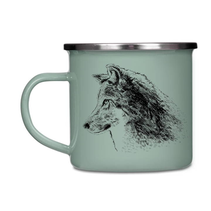 Kubek emaliowany - Wilk szary
