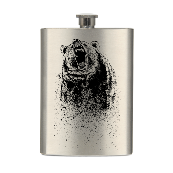 Piersiówka metalowa 230 ml - Niedźwiedź