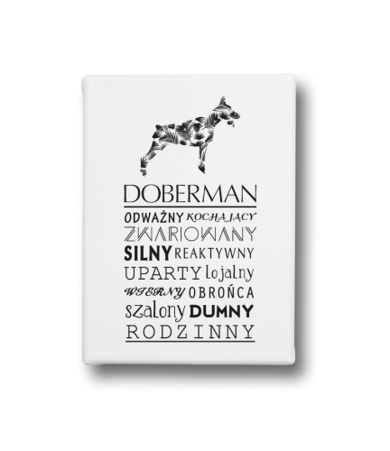 Typograficzny obraz na płótnie - Doberman
