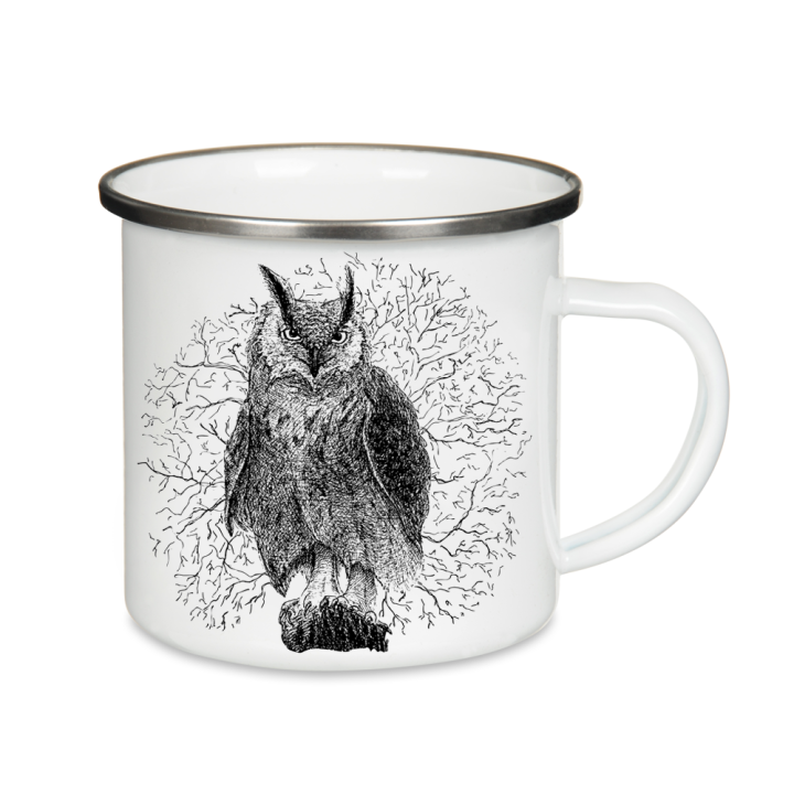 Kubek emaliowany - Sowa