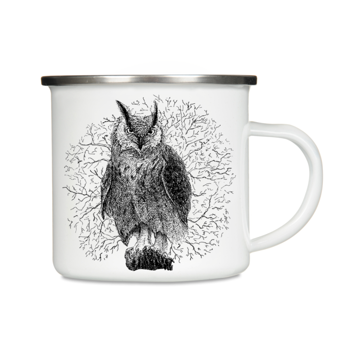 Kubek emaliowany - Sowa