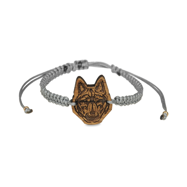 Drewniana bransoletka pleciona - Wilk