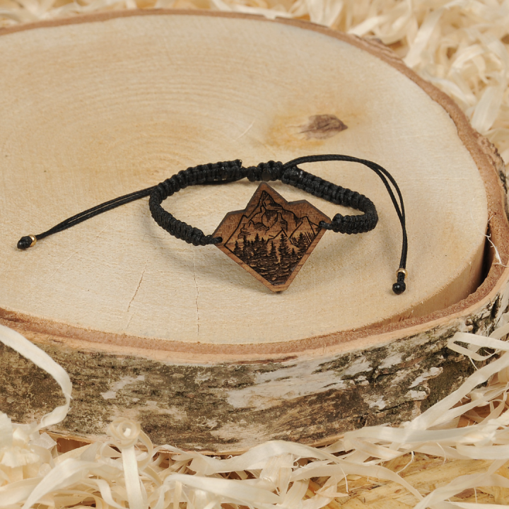 Drewniana bransoletka pleciona - Góry