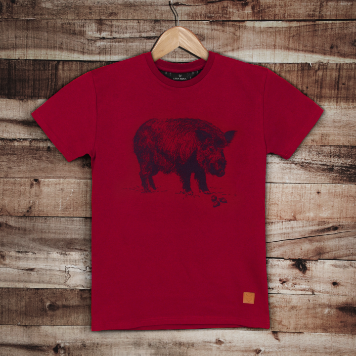 Koszulka męska - Dzik - JASNOBORDOWA