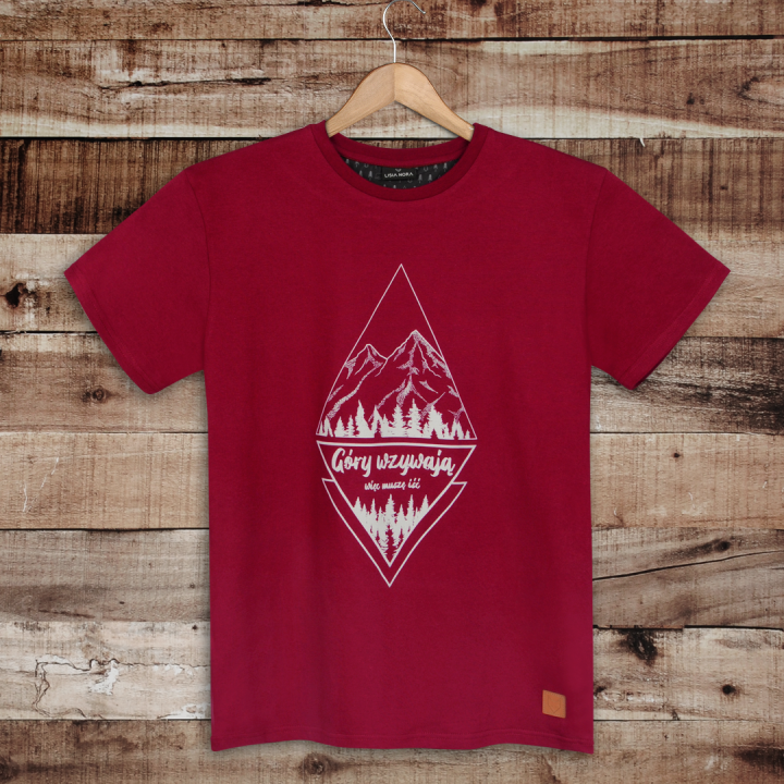 Koszulka męska - Góry wzywają, więc muszę iść - JASNOBORDOWA