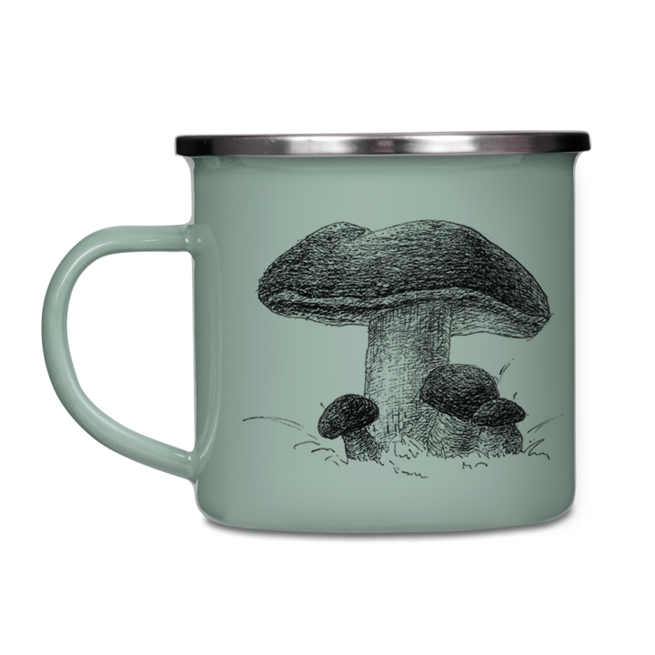 Emaliowany Kubek Grzybiarza - SZAROZIELONY