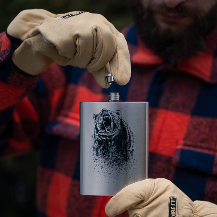 Piersiówka metalowa 230 ml - Niedźwiedź