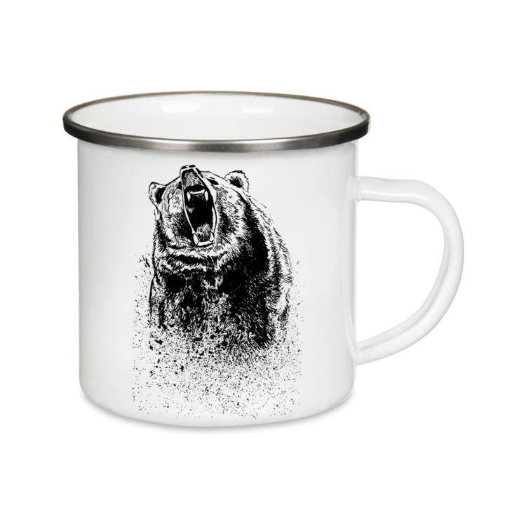 Kubek emaliowany - Ryczący niedźwiedź
