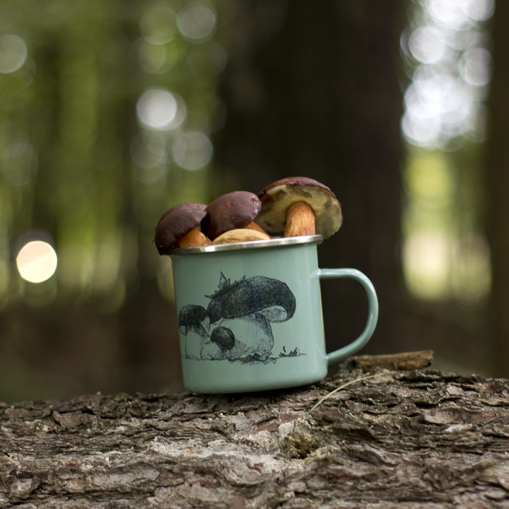 Emaliowany Kubek Grzybiarza - SZAROZIELONY