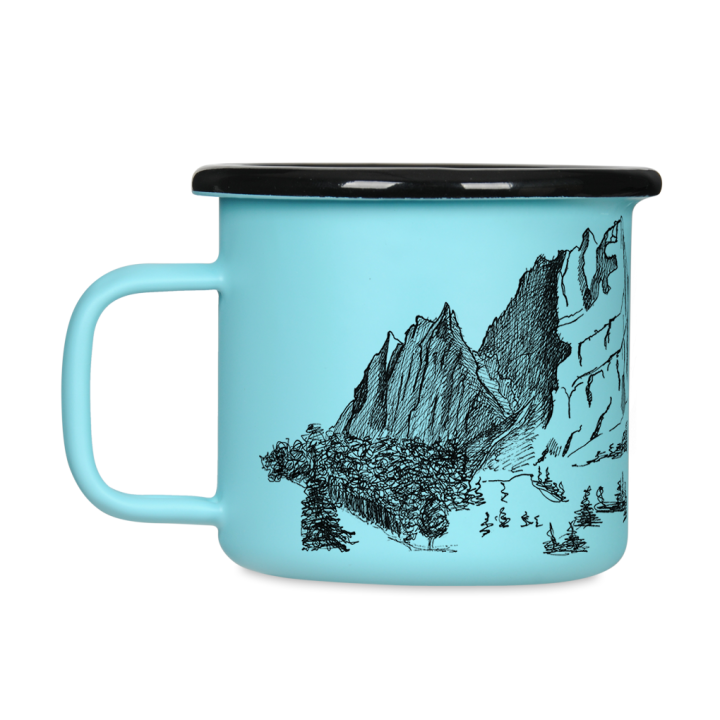 Kubek emaliowany retro - Góry - MIĘTOWY