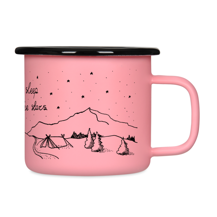 Kubek emaliowany retro - Let's sleep under the stars - RÓŻOWY