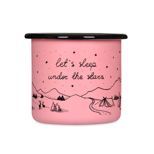 Kubek emaliowany retro - Let's sleep under the stars - RÓŻOWY