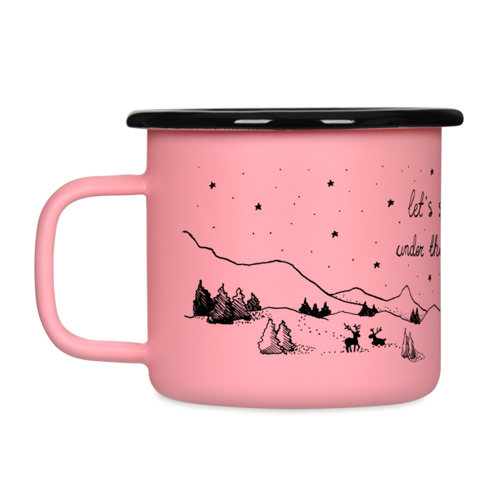 Kubek emaliowany retro - Let's sleep under the stars - RÓŻOWY