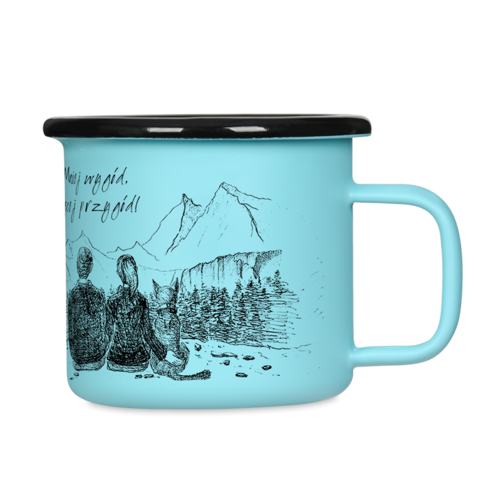 Kubek emaliowany - Mniej wygód, więcej przygód - MIĘTOWY
