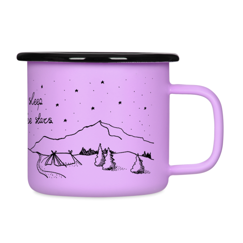 Kubek emaliowany retro - Let's sleep under the stars - FIOLETOWY