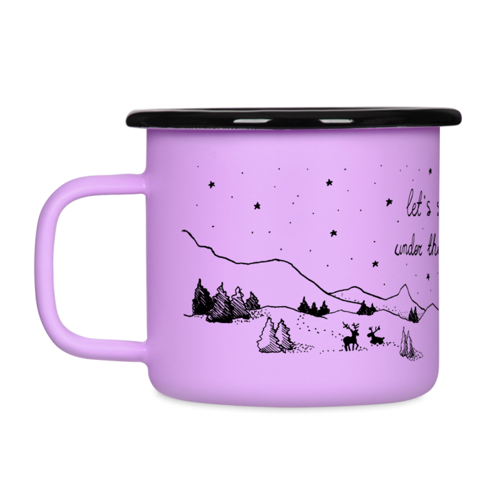 Kubek emaliowany retro - Let's sleep under the stars - FIOLETOWY
