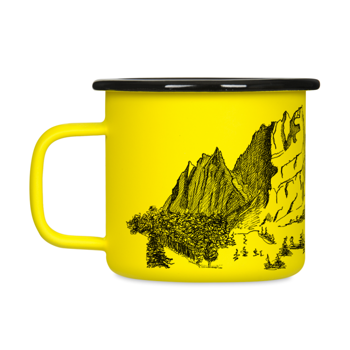 Kubek emaliowany retro - Góry - ŻÓŁTY