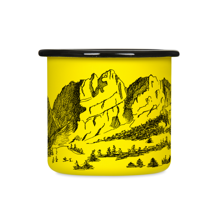 Kubek emaliowany retro - Góry - ŻÓŁTY