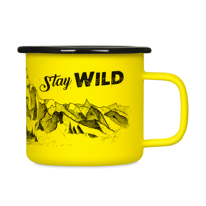 Kubek emaliowany retro - Stay Wild - ŻÓŁTY