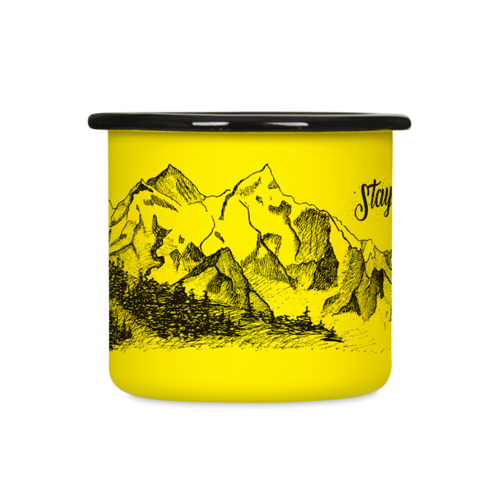 Kubek emaliowany retro - Stay Wild - ŻÓŁTY