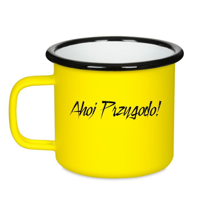 Kubek emaliowany retro - Ahoj Przygodo! - ŻÓŁTY