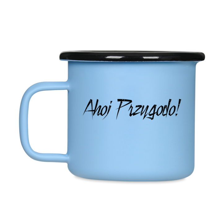 Kubek emaliowany retro - Ahoj Przygodo! - NIEBIESKI