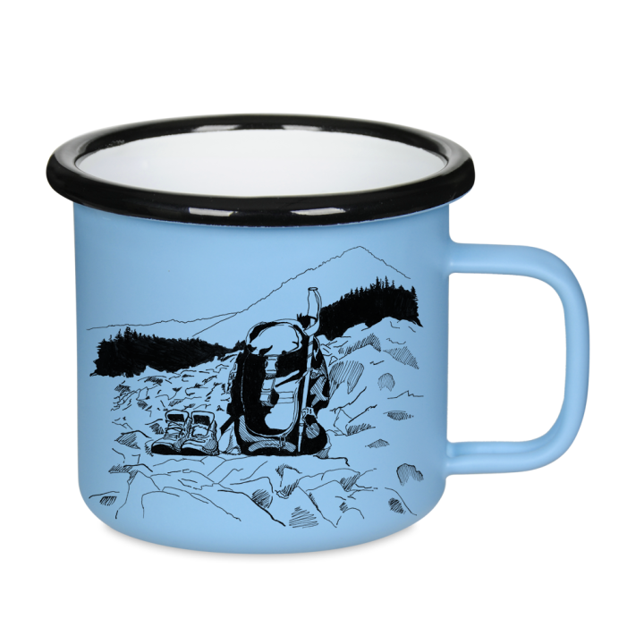 Kubek emaliowany retro - Ahoj Przygodo! - NIEBIESKI