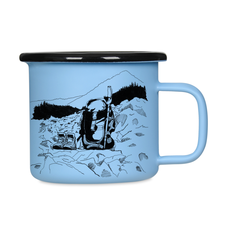 Kubek emaliowany retro - Ahoj Przygodo! - NIEBIESKI