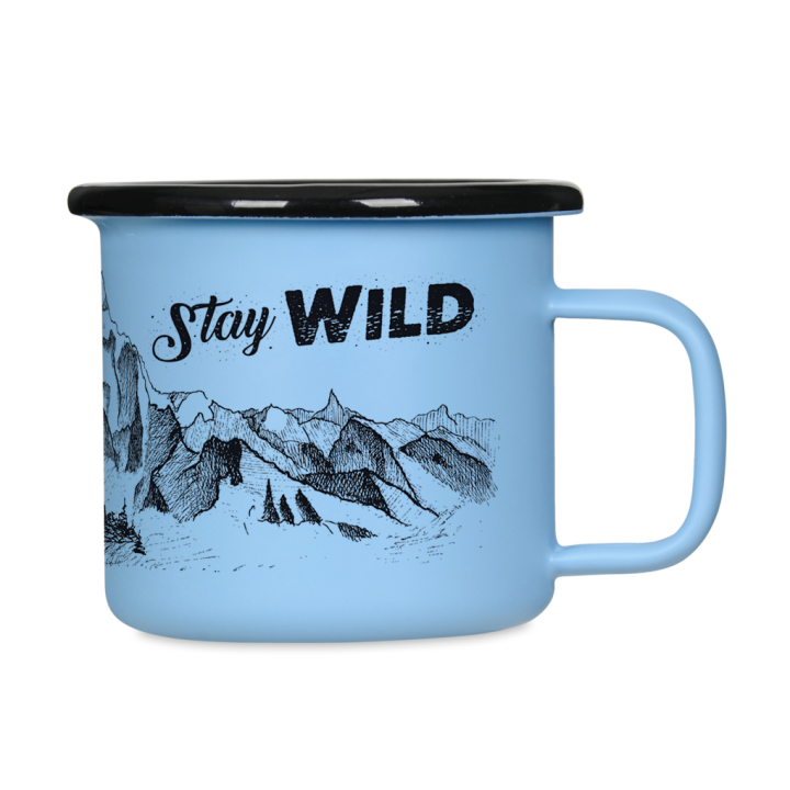 Kubek emaliowany retro - Stay Wild - NIEBIESKI
