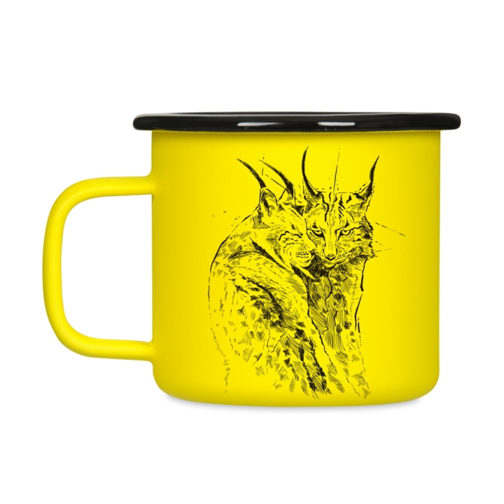 Kubek emaliowany retro - Rysie - ŻÓŁTY