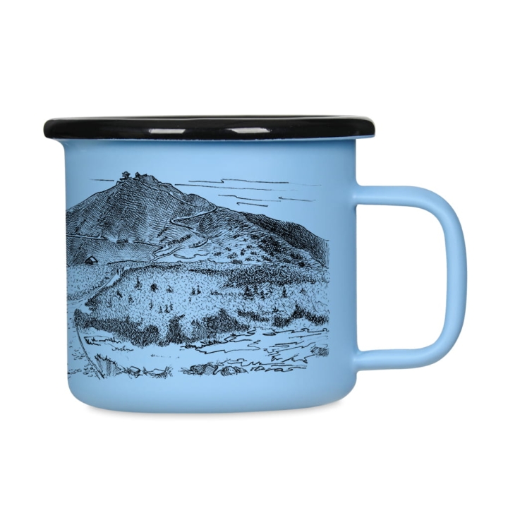 Kubek emaliowany retro - Karkonosze - NIEBIESKI