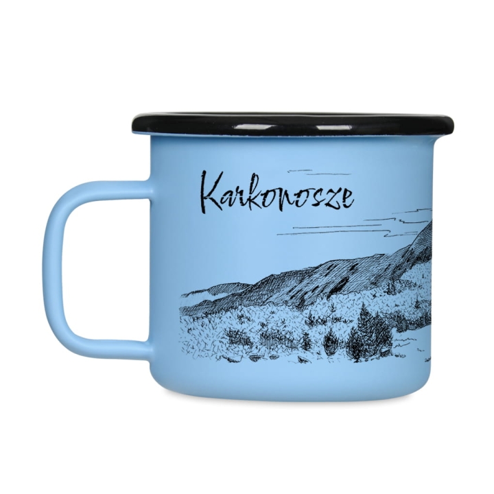 Kubek emaliowany retro - Karkonosze - NIEBIESKI