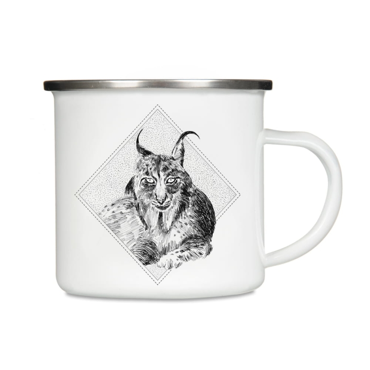 Kubek emaliowany - Ryś euroazjatycki