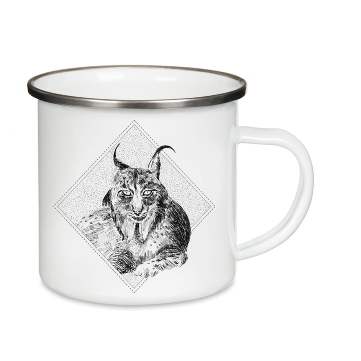 Kubek emaliowany - Ryś euroazjatycki
