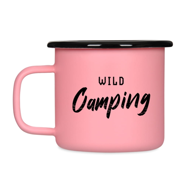 Kubek emaliowany retro - Wild Camping - RÓŻOWY