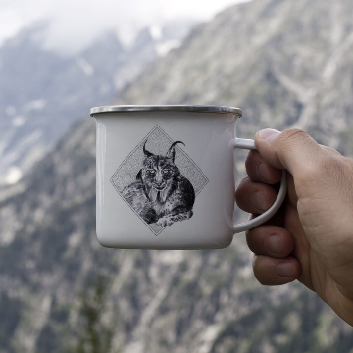 Kubek emaliowany - Ryś euroazjatycki