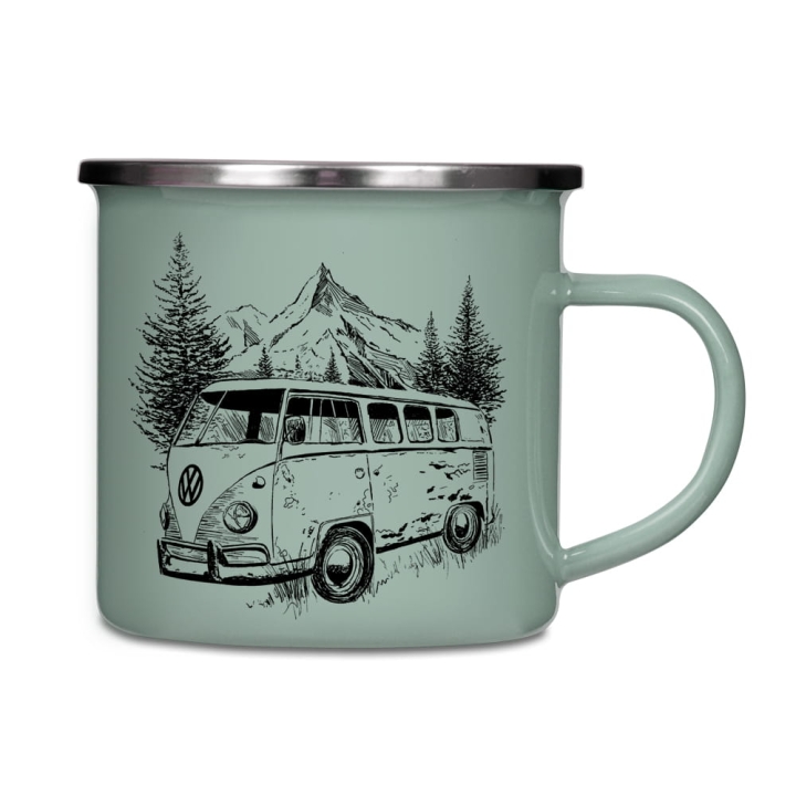 Kubek emaliowany - Vanlife - SZAROZIELONY