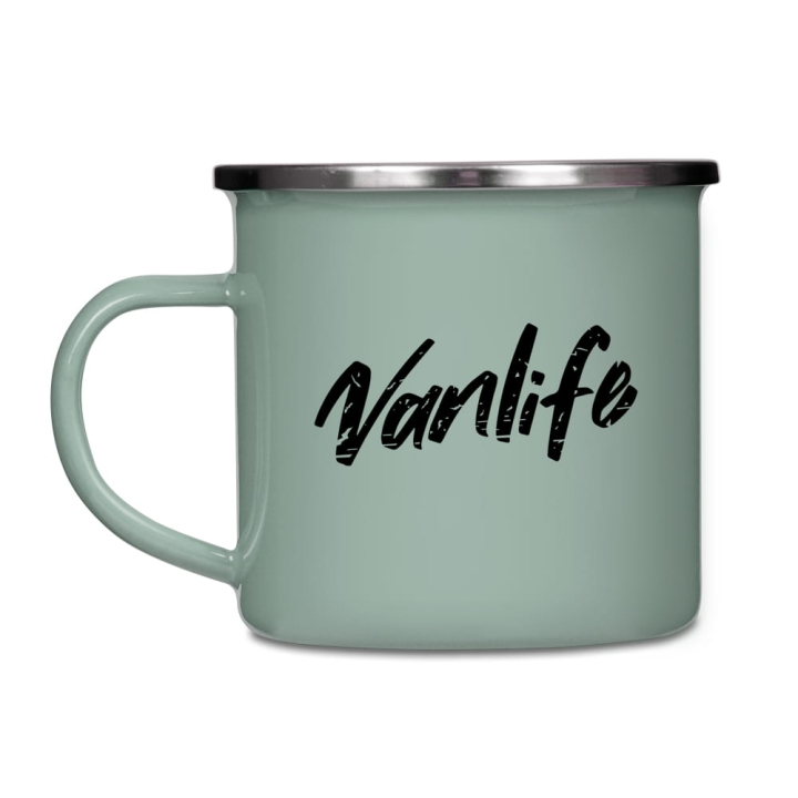 Kubek emaliowany - Vanlife - SZAROZIELONY