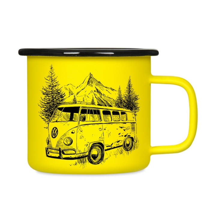 Kubek emaliowany retro - Vanlife - ŻÓŁTY
