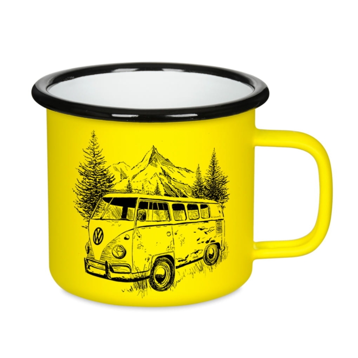 Kubek emaliowany retro - Vanlife - ŻÓŁTY