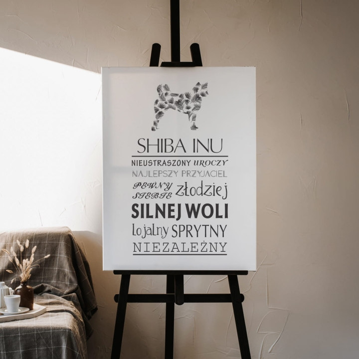 Typograficzny obraz na płótnie - Shiba Inu