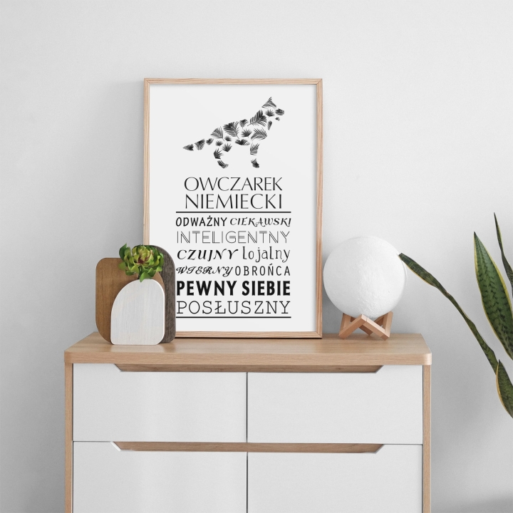 Plakat typograficzny - Owczarek Niemiecki