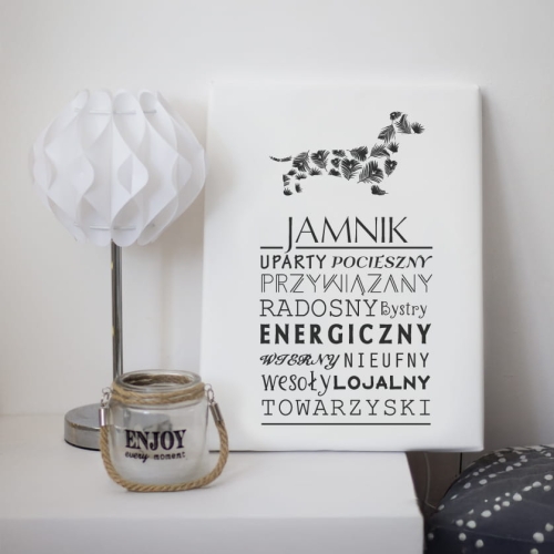 Typograficzny obraz na płótnie - Jamnik